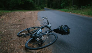 Bicycle lying on roadside after accident